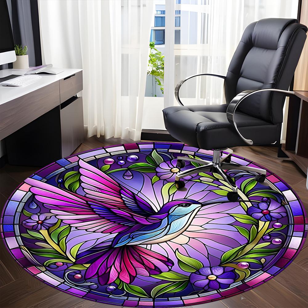 1pc Stained Glass Hummingbird Chair Carpet for Office - Durable, Ideal for Chair Mats, Stylish & Functional Decorative Rug yy260130080