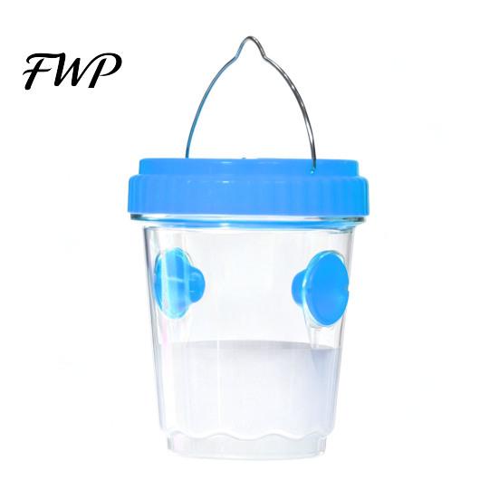Fruit Fly Trap with Light Outdoor Solar Wasp Trap, Hanging Waterproof Hornet Bucket, Reusable Yellow Jacket Powered LED Light, Catcher for Garden