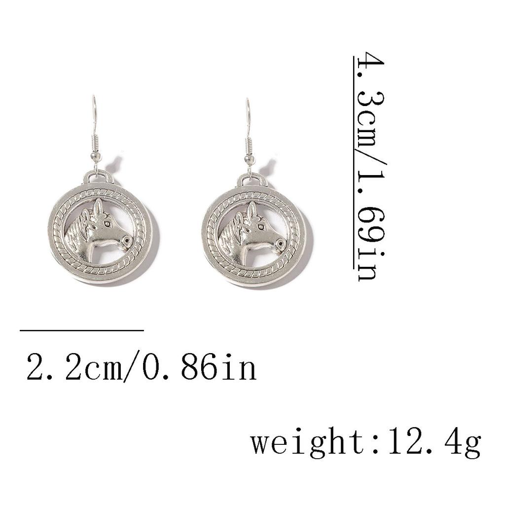Западный ковбойский стиль, античный серебряный дизайн, подвеска в виде маленькой лошадки и теленка, крючок для уха, уникальный и нишевый женский стиль