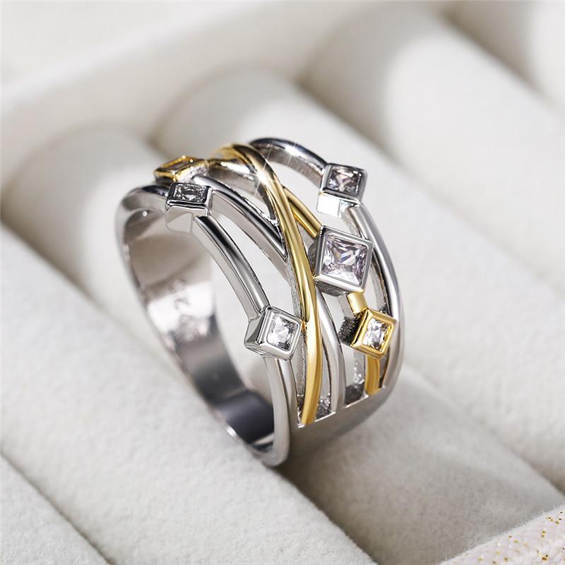Новые необычные кольца с крестом для женщин, двухцветный дизайн, модные универсальные женские аксессуары с геометрическими украшениями для вечеринок