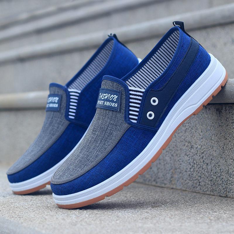 Мужская повседневная обувь Slip on Canvas Модные кроссовки Дышащие летние прогулочные мокасины Нескользящие удобные молодежные туфли для скейтбординга
