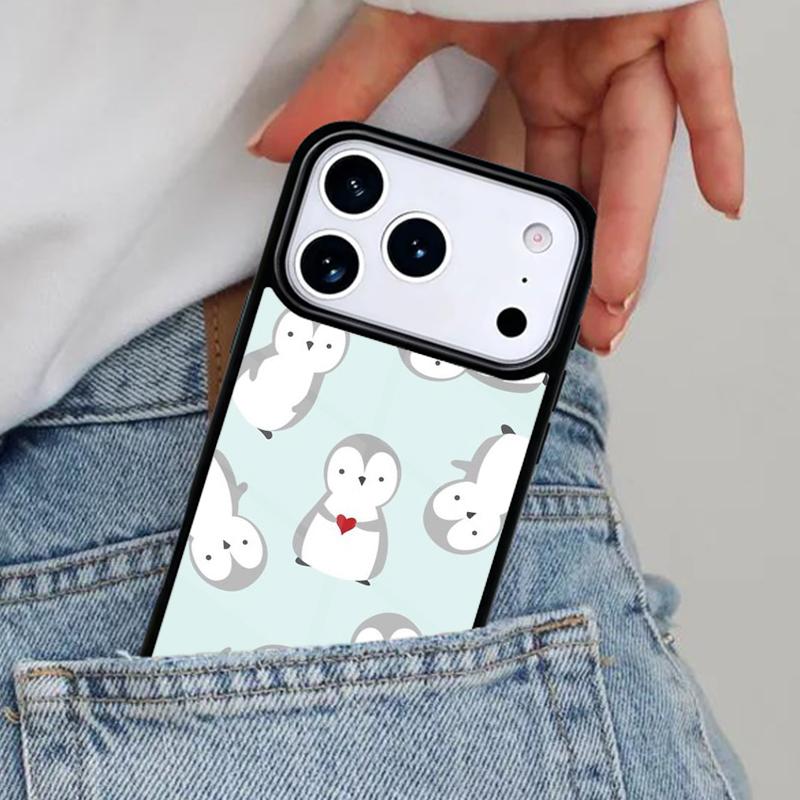 Милый Чехол для Телефона с Рисунком Пингвина для iPhone 16e 15 14 13 12 17 Pro Max Plus Air 17pro Чехол Coque