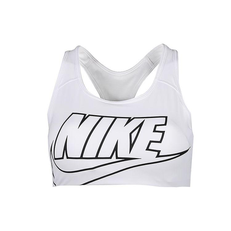 Nike Swoosh Dri-FIT Средняя поддержка Цельный мягкий полиэстер Letter Vintage Sports U-образный вырез Tight спортивный бюстгальтер Женский спортивный бюстгальтер Белый BV3644-100