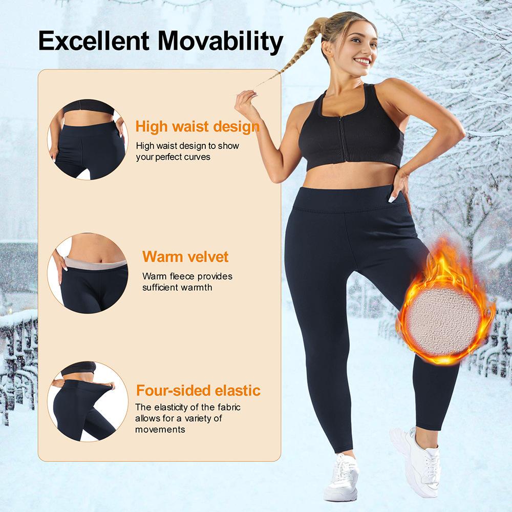 Кофейные флисовые зимние утепленные леггинсы большого размера для женщин с высокой талией и контролем живота, теплые осенне-зимние леггинсы