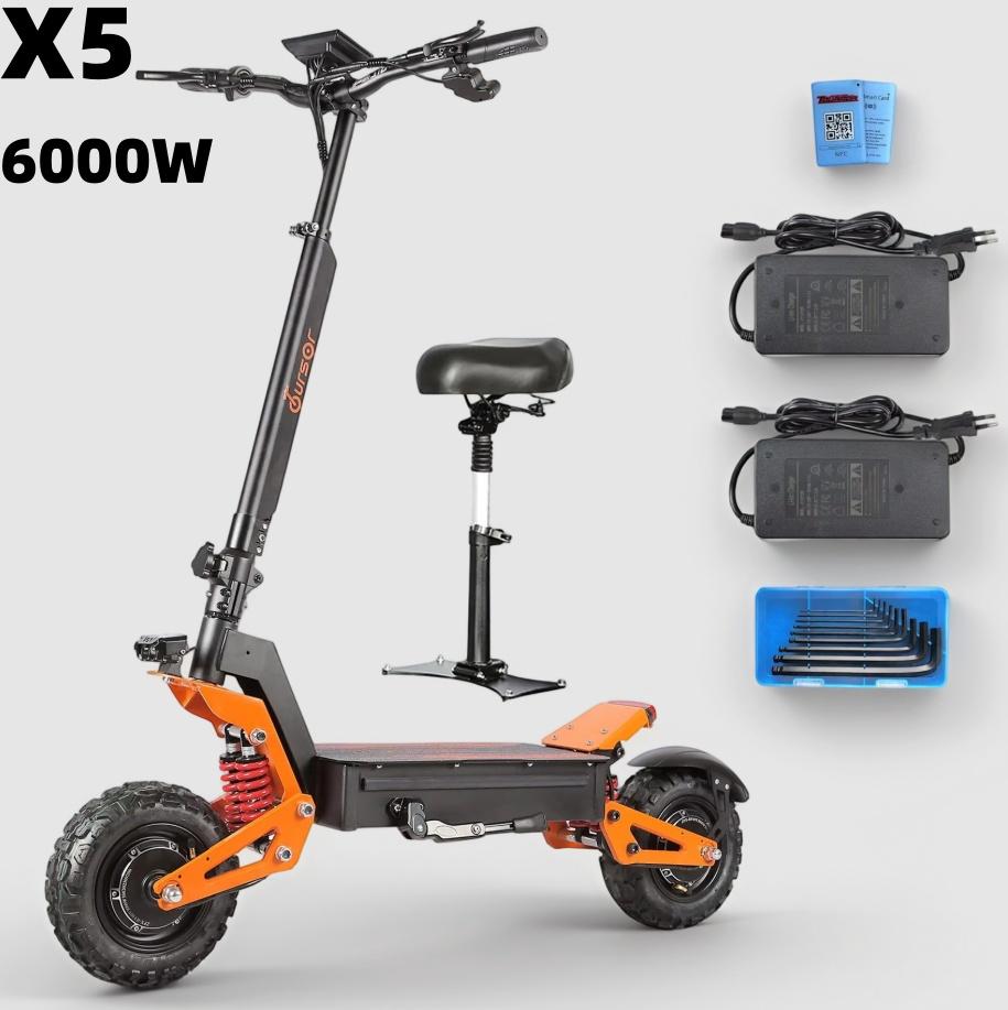 X5 Electric Scooter 6000W60V40AH with Dual Suspension Shock Absorption Max Speed 85KM/H 11 Inches Off-road