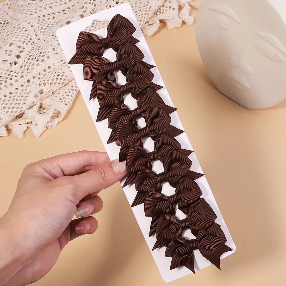 10 шт./набор однотонных репсовых лент, заколки для волос для детей, банты, заколки для волос, бутик, ручная работа, головные уборы, аксессуары для волос для девочек и младенцев