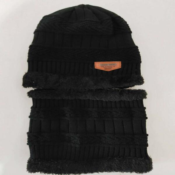 Коралловый флис Балаклава Зимняя шапка Шапки унисекс Шапки шарф Комплект теплая шерстяная вязаная шапка