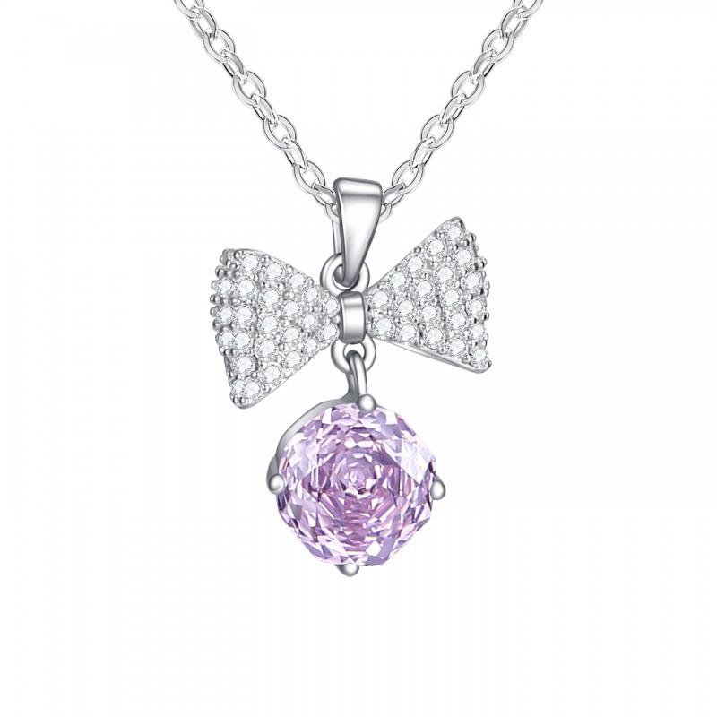 Korean Style Bow Zircon Necklace Sweet Delicate Minimalist Daily Commute Clavicle Chain
