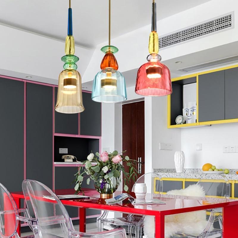 Colorful LED Pendant Lights for Home Decoration Lamp Living Room Bedroom Lamp Indoor Glass Hanging Lamp Lighting Fixtures