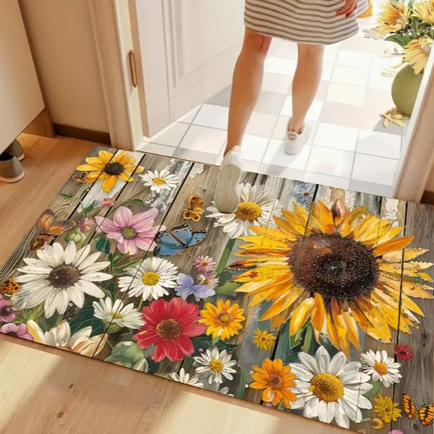 Ретро Цветочный Узор Приветственный Дверной Коврик Модные Коврики Спальни Ванные Комнаты Кухни Балконы Сады Современная Фермерская Декорация