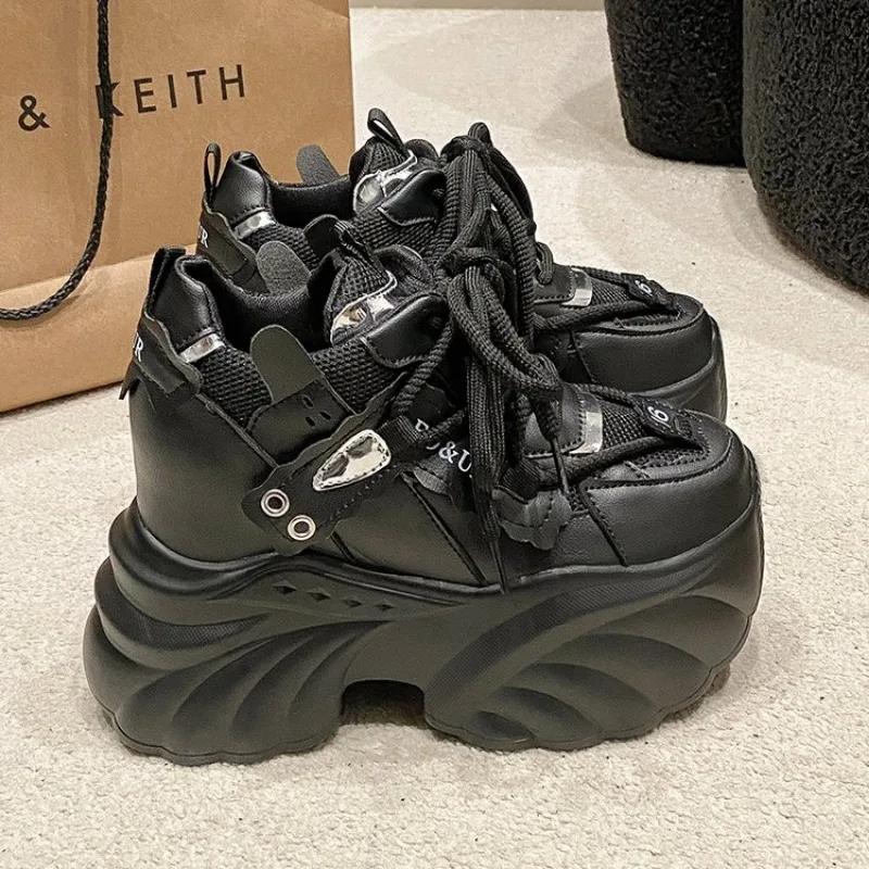 Модные женские кроссовки на платформе, повседневная обувь, горячая распродажа 2025, новые кроссовки на шнуровке на массивной подошве, танкетки, скрытые каблуки, обувь для отдыха для женщин