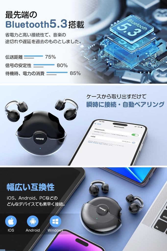 New for Wireless Bluetooth Earbuds with up to 58 hours of music Bone Sound Ear Small and Air with Automatic Compatible with iPhone and Android 2024,