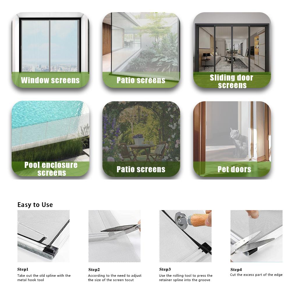 Замена оконного экрана — регулируемая сетка из нейлона, ПП/ПВХ своими руками — рулон экрана из прочного материала для оконных дверей и экрана для патио