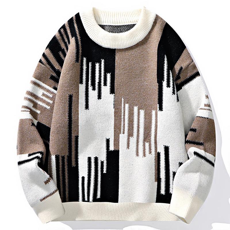 Мужской утолщенный свитер, мужской новый свободный американский свитер, осенне-зимний свитер с круглым вырезом, повседневный вязаный свитер, пуловер