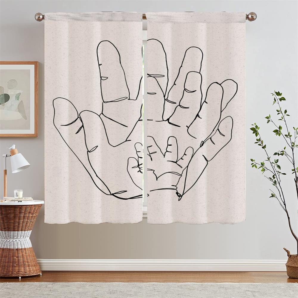Line Love Pink Curtains for Living Room Bathroom Curtains Tiebacks Bedroom Curtains 2 Pieces Window Blinds Blind Tentacles Curls