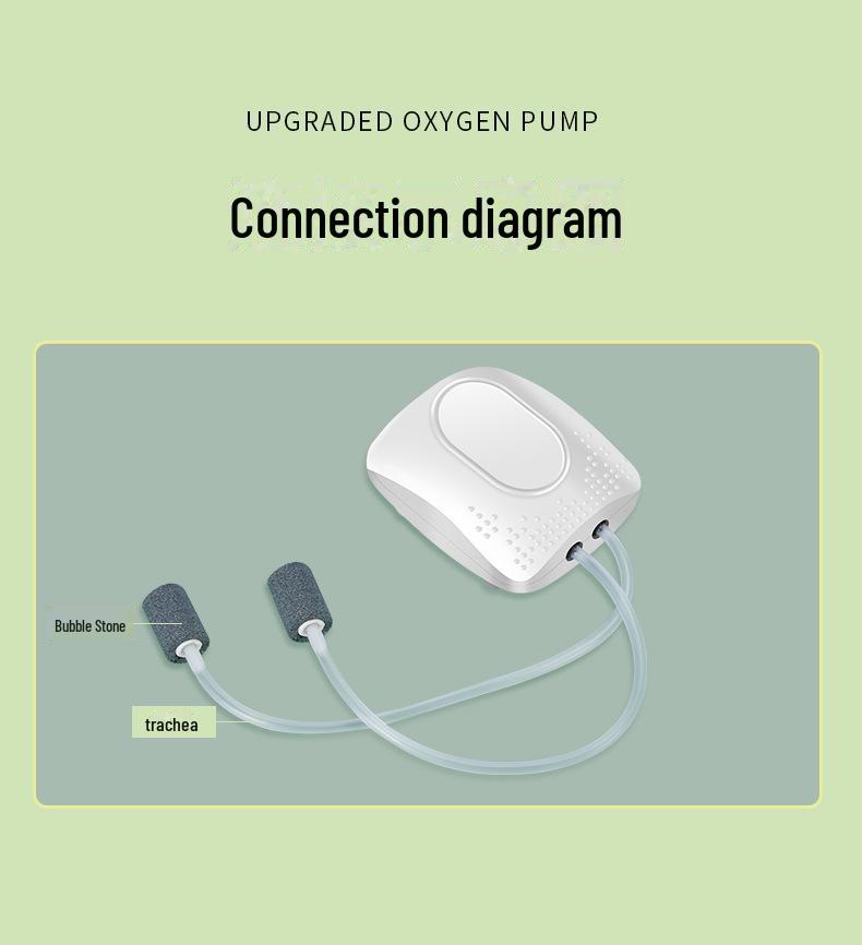 Бесшумный двухотверстийный кислородный насос для небольших аквариумов и емкостей для рыб