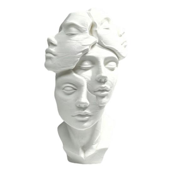Абстрактная многоликая бюст-скульптура, напечатанная на 3D-принтере, Арт-декор с матовым черно-белым покрытием, Компактное настольное украшение для прихожей, домашнего офиса