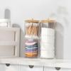 Transparent Storage Box Cotton Swab Organizer with Wooden Lid Large Capacity Dustproof Widely Used Floss