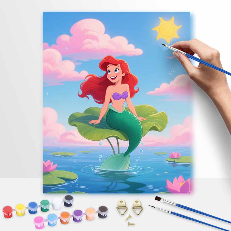 Disney Digital Oil Painting Art Kit Mermaid Handmade Coloring Painting Home Decor