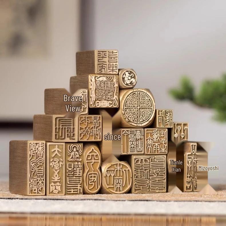 1x2 cm Buddha Statue Solid Brass Leisure Calligraphy & Painting Seal Collection