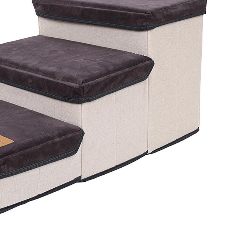 Лестница для домашних собак Складная Мягкая Эластичная Большая Вместимость 3 Ящика для хранения Ступеньки для подъема щенка Лестница для высокой кровати Дивана Серая