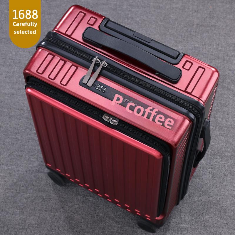 Aluminum Frame Front-Opening Multifunctional Suitcase with Password Lock