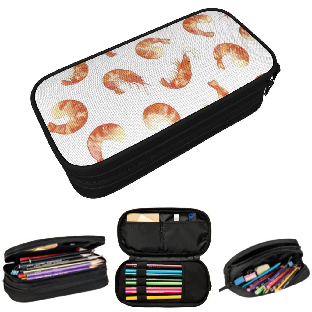 Red Shrimp Painting Pattern Pencil Case for Kids Gifts Pen Box Pencil Bag Stationery Supplies Pen Holder Bag