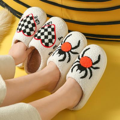 Гриб зимние смайлики персиковое сердце хлопковые тапочки домашние комнатные плюшевые теплые тапочки утолщенные теплые