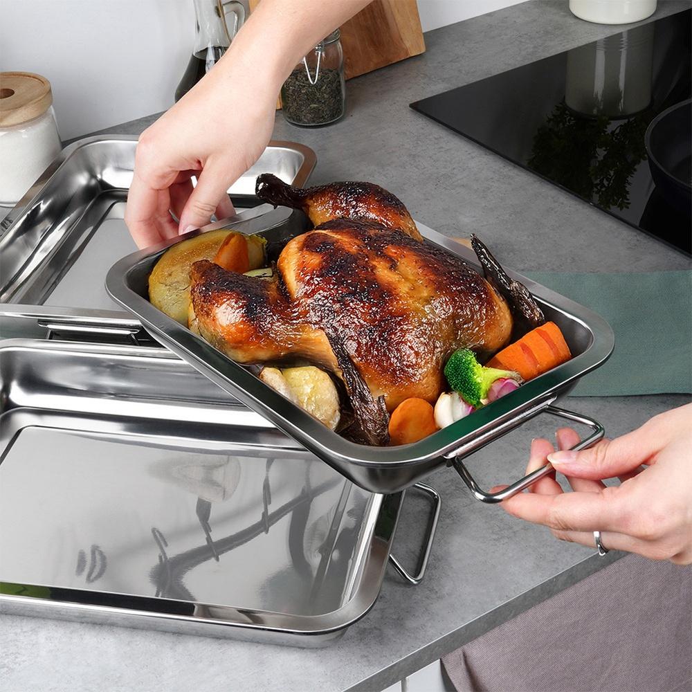 Rectangular steel roasting pan 3 pcs.