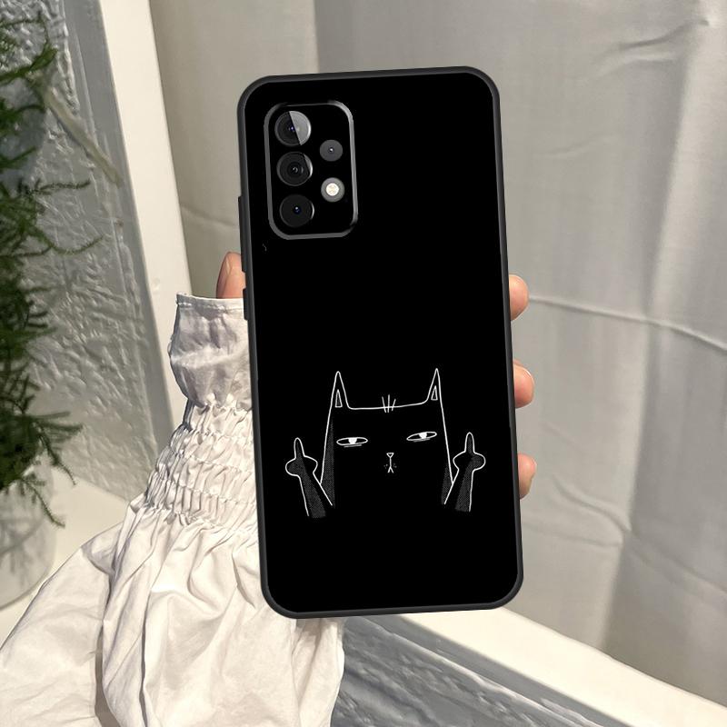 Забавный Милый Кот Лайн-Арт Чехол Для Samsung Galaxy A35 A55 A15 A34 A54 A14 A56 A52 A53 A16 A26 A36 A32 A12 A33 A13 A17
