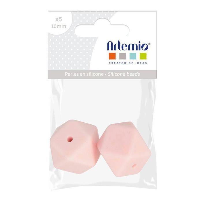 2 Hexagonal Silicone Beads - 17 Mm - Powder Pink