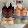 Seamless Candy Color Japanese Teen Bra - Thickened, Wireless, One-Piece Design