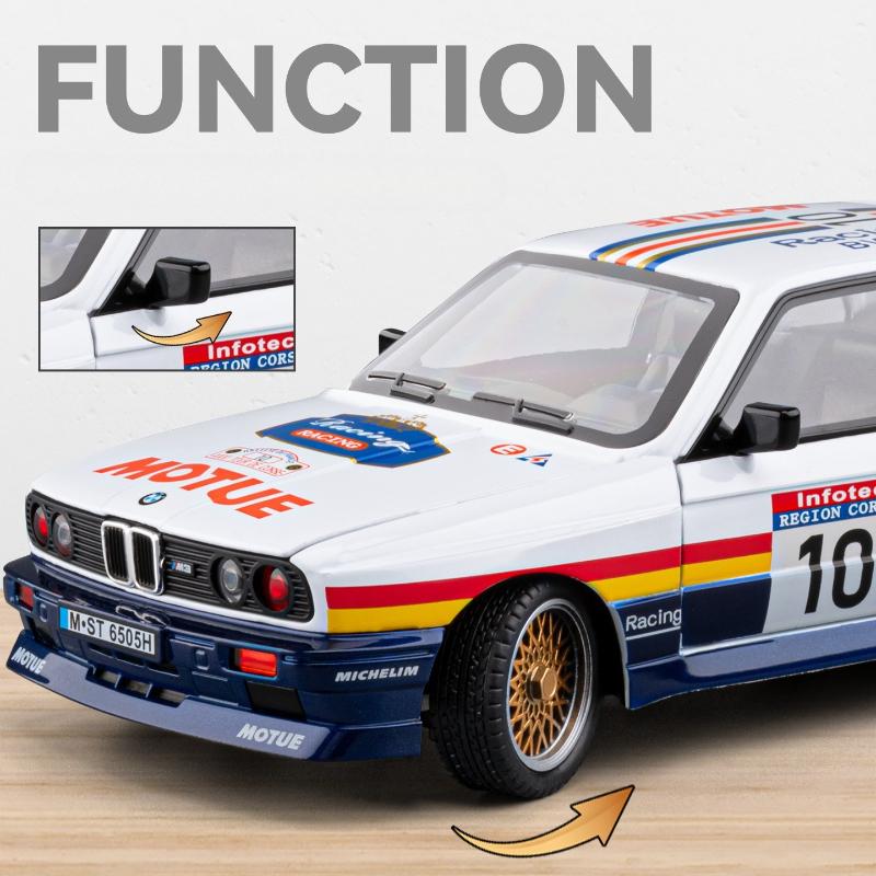 Симуляция 1/24 Спортивный автомобиль BMW M3 из сплава с звуком и светом, инерционный, металлическая миниатюра, коллекционная игрушка, транспортное средство, подарок