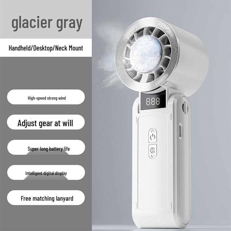 Portable Foldable Handheld Mini Fan with USB Charging & Digital Display