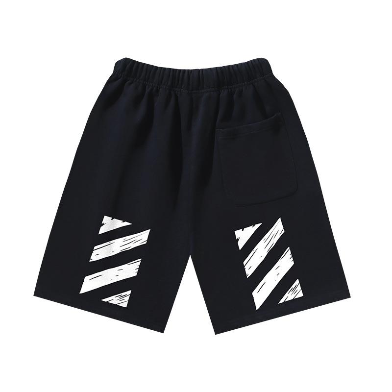 1210 Off-White 2026 Spring/Summer New OW Graffiti Slant Stripe Printed Men's and Women's Casual Loose Shorts