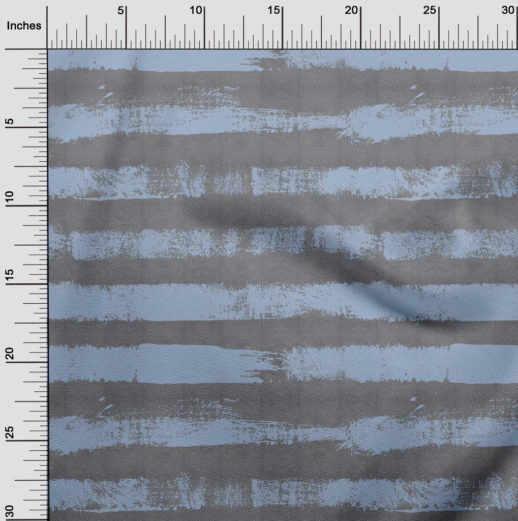 oneOone Cotton Poplin Dusty Blue Fabric Stripes Brush Dress Material Fabric Print Fabric By The Yard 42 Inch
