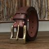Men's Belt Wide Thickened Matte Top-Grain Leather Belt Vintage Distressed Brass Buckle Belt Men's Genuine Leather