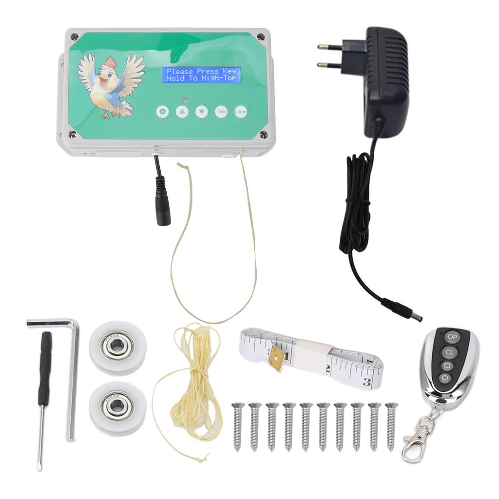 Контроллер двери курятника IP44 Водонепроницаемый Таймер Пульт дистанционного управления Двойной источник питания Автоматический