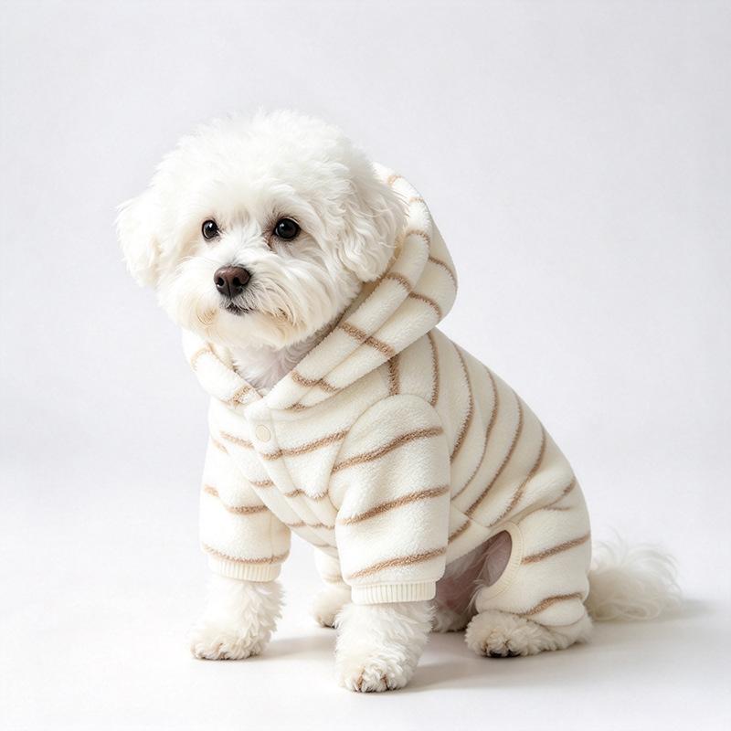Japan and South Korea for dogs, pet clothes, autumn and winter cats, warm than bears, small dogs 11 hooded striped four legs