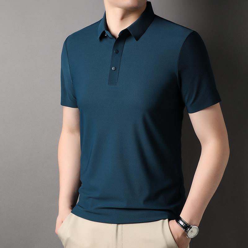 Men's Short-sleeved T-shirt Summer New Solid Color Polo Shirt for Young and Middle-aged People Jinami Seamless T-shirt