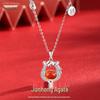 Red Agate Zodiac Horse Necklace for Women - Sterling Silver, Chinese Style 'Immediate Wealth' Charm