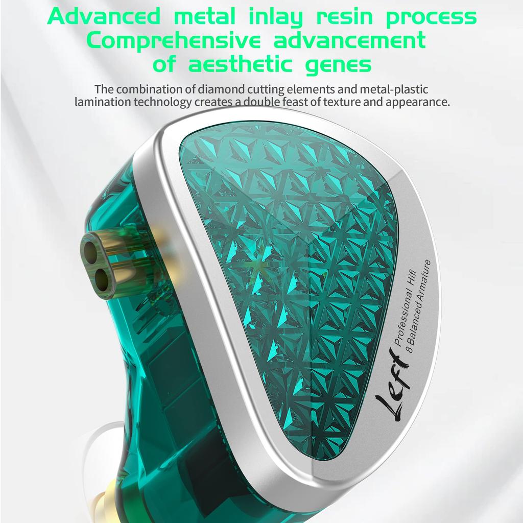 YINYOO KZ AS16 PRO 16BA IEM Earphones Monitor Headphones Stereo Sound Wired Earphones Headset Green In-Ear In-Ear (With Microphone)