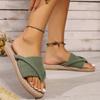 Соломенные тапочки на плоской подошве для женщин 2024 года, весна-лето, новые модные пляжные тапочки с крестообразным носком и надписью A Word