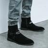 Роскошные брендовые мужские кожаные ботинки Chelsea, повседневная обувь с толстыми подошвами и острым носком, высокие туфли, модные тенденции, замшевые кожаные ботинки