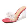 Ladies Rhinestone Sandals Transparent Crystal High Heels
