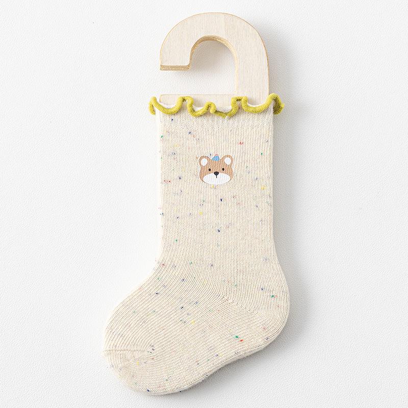 Новорожденная Девочка Гольфы Принцессы с Рюшами до Середины Икры, Хлопок Класса А для 0-3 Лет, Подходят для Весны, Осени, Зимы