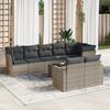 9 Piece Garden Sofa Set with Cushions Gray Poly Rattan
