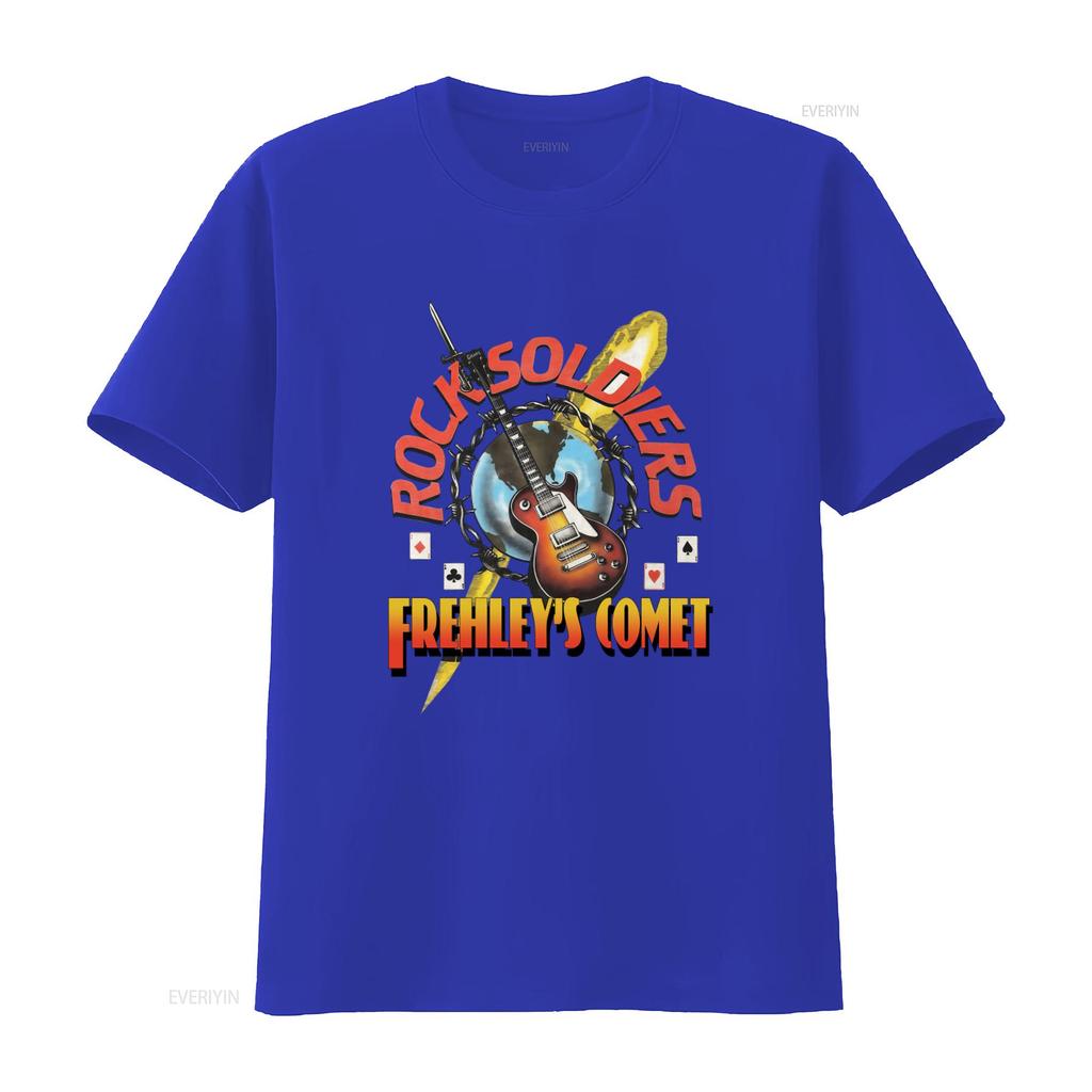 1988 Vintage Ace Frehley Comet Rock Soldiers Guitar Globe Barbed Wire Playing Cards T Shirt Medium vintage Washed Comfortable
