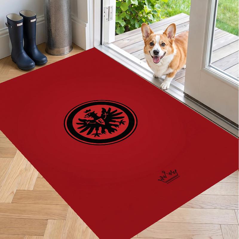 Crystal Velvet Rug with Eintracht Frankfurt Design, Soft Non-Slip Floor Mat for Living Room Bedroom Decor