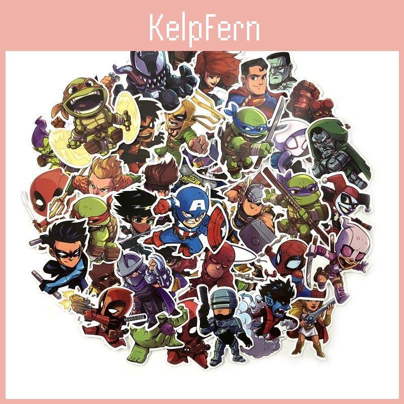 50 Pieces Chibi Dc Marvel Super Heroes Sticker Decals For Skateboard Luggage And Laptop Decoration